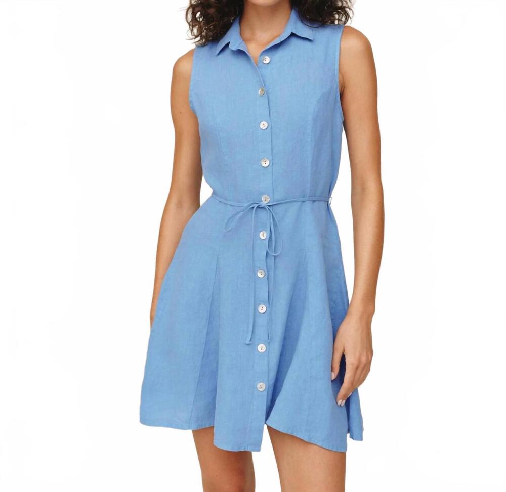 NEW BELLA DAHL sleeveless shirt dress in ocean blue
